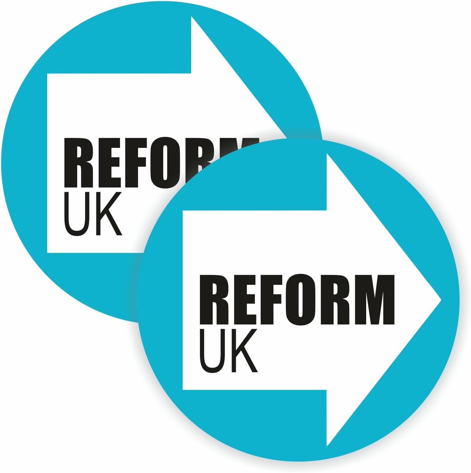 Pack of 2 Reform UK Vote Reform Self Adhesive Vinyl Stickers Political Party Elections Brexit Make Britain Great Again Car Van Bike 90mm by 90mm