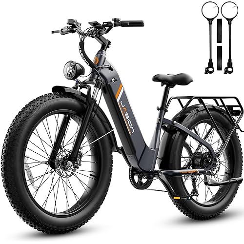 Jasion Thunder Electric Bike for Adults,1500W Peak,26''x 4''Fat Tire E Bikes,80 Miles with 864Wh Removable Battery Ebike, 30+MPH Max Speed Bicycles,Hydraulic Brakes,Front Suspension
