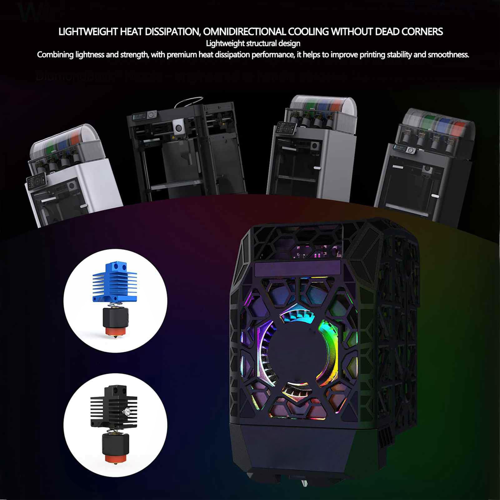 Pokrywa Głowicy Drukującej Drukarki 3D Lekka Konstrukcja ze światłem RGB do Drukarki 3D Lab P1P P1S X1E