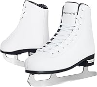Vista 14 de MammyGol Patines de patinaje sobre hielo con cordones para mujer/señora/niña, soporte ligero, talla 6, 7, 8, 9, 10, 11, 12 Rosa rojo - verde azulado
