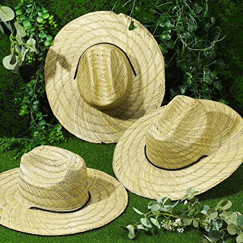3 Pcs Men's Classic Straw Hat Summer Sun Beach Hat Wide Brim Sun Outdoor Hats For Men And Women (Natural Color) #TOP6