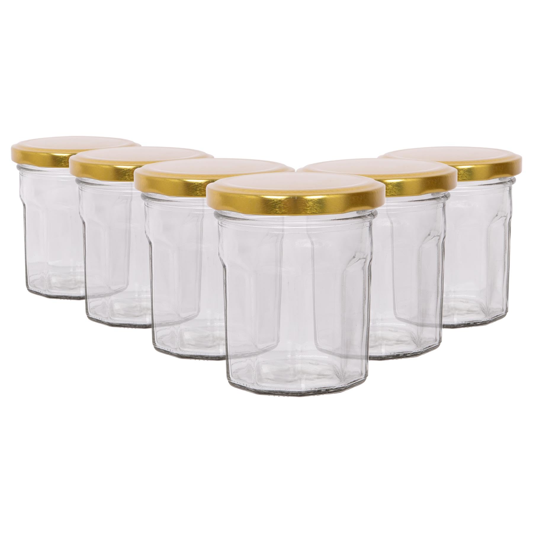 Rinkit.com Gold Lid 150Ml Glass Jam Jars With Lids - Pack Of 6