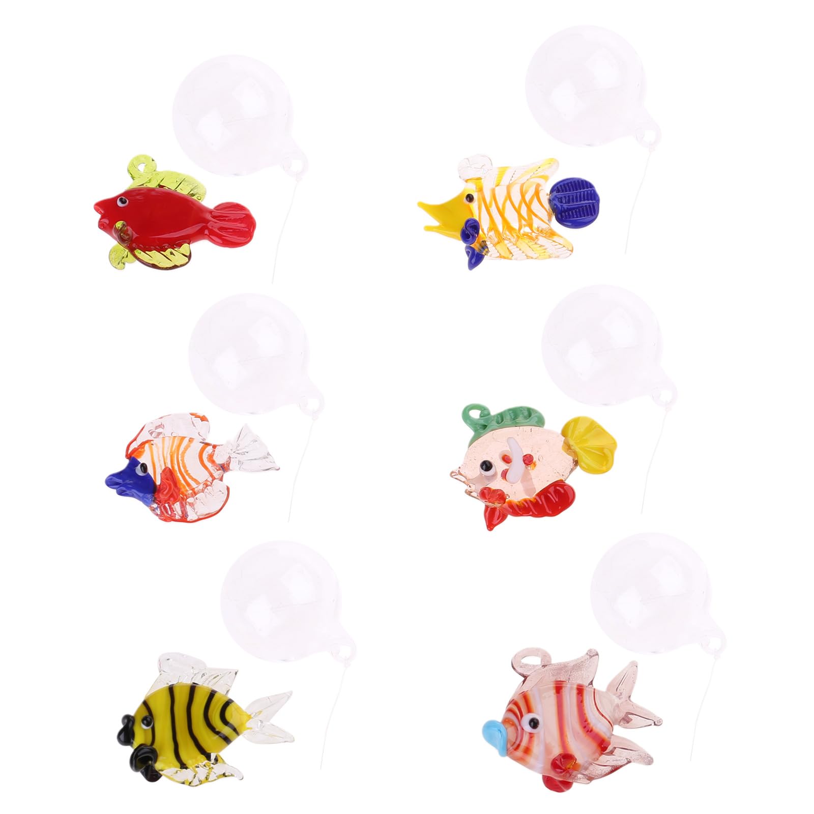 LSTTBO Glass Fish Decorations with Bubble, 6Piece Aquarium Float Decoration for Creative Homes Embellishment Glass Floating