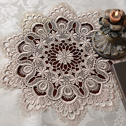 ARTABLE Lace Small Table Cloth Fall Christmas Macrame Tablecloth Table Topper for Thanksgiving Outdoor Farmhouse Rustic Kitchen Party Birthday Picnic (Light Brown, 39" (Round)) by ARTABLE - Image 5