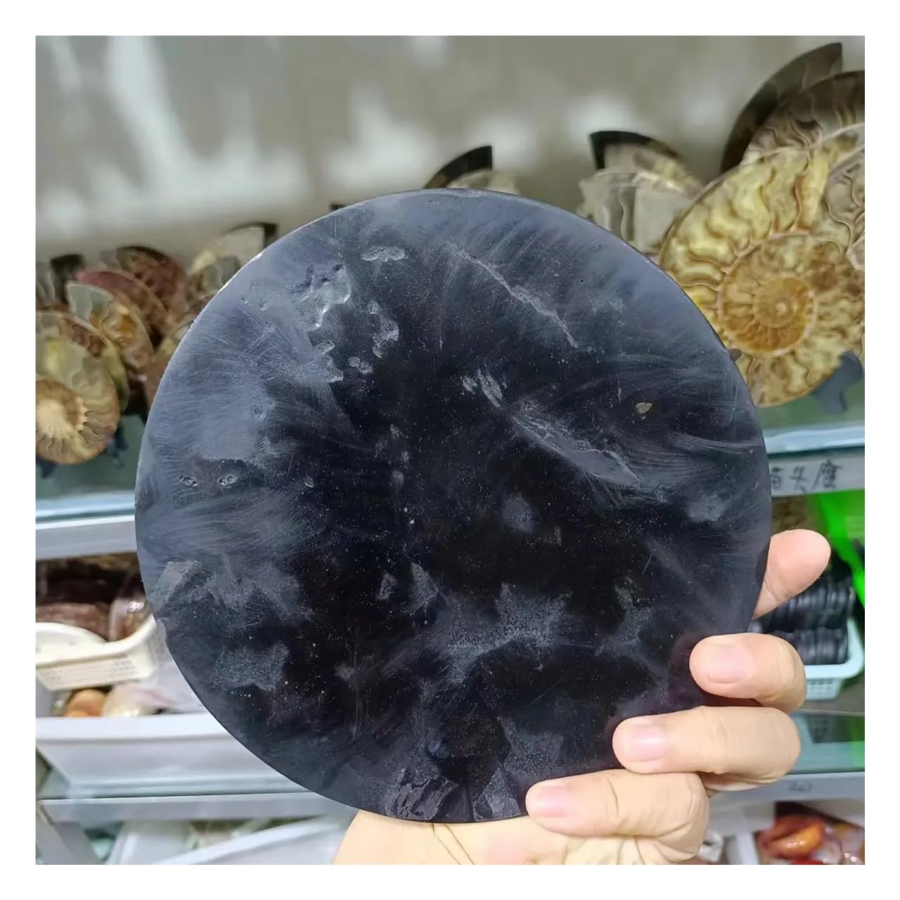 1pcs 10-12cm Pull Feldspar Quartz Crystal Disc Blue Moonlight Stone