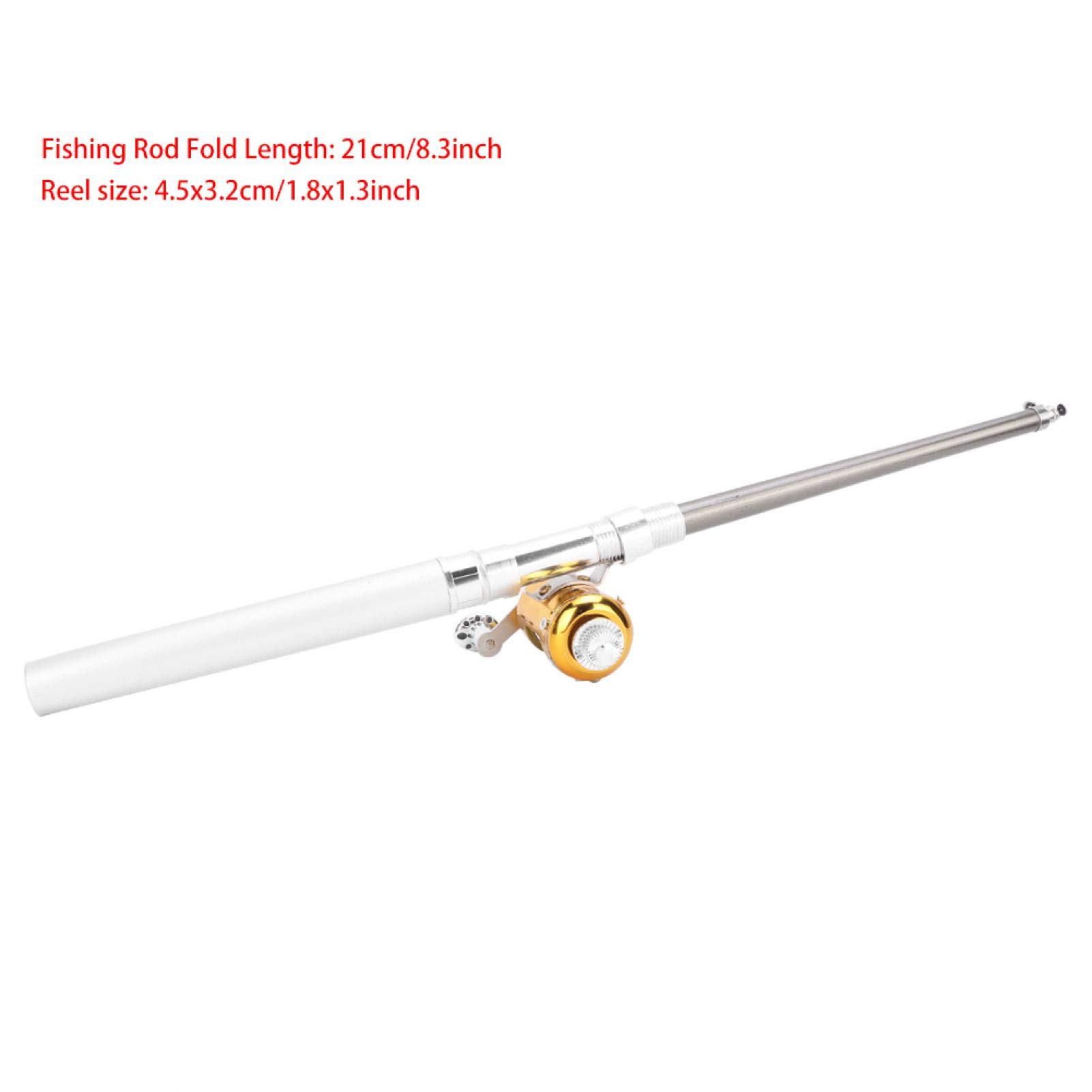 Tgoon Baitcaster Fishing Combo, Mini Pen Portable Fishing Rod and Reel, Medium Power, 8.3 Inch, Baitcasting, Silver