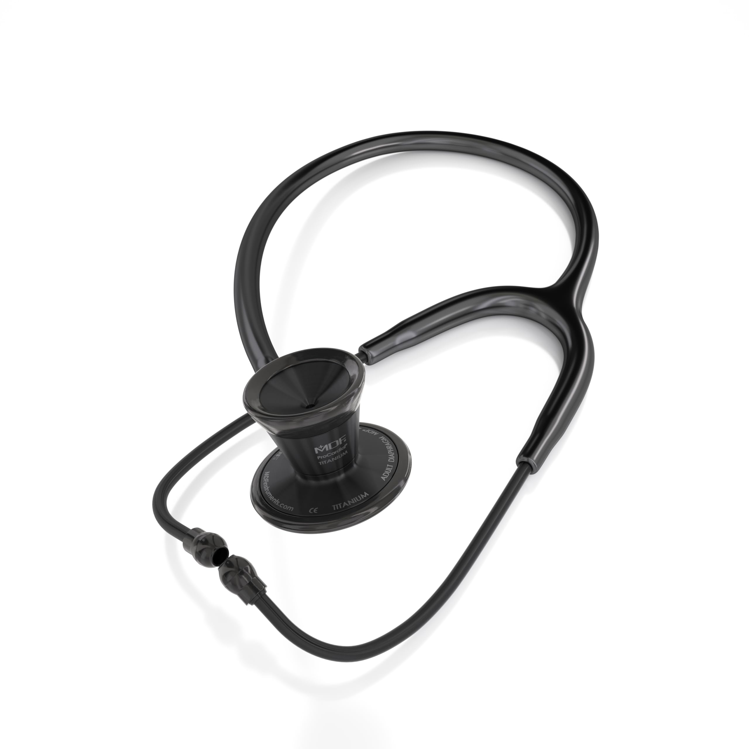 MDF Instruments, ProCardial Cardiology Stethoscope, Lightweight Titanium, Adult, Dual Head, Black Tube, Black Chestpiece-Headset, MDF797TBO11
