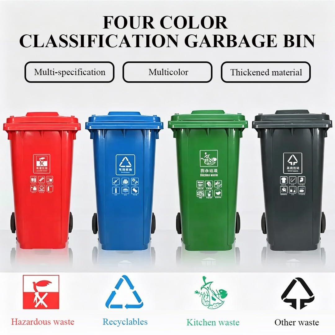 Outdoor Waste Container，Weather Resistant, Indoor/Outdoor Usefor Landscapers/Construction/Restaurants/Back of House/Offices/Warehouses(Blue,240L)