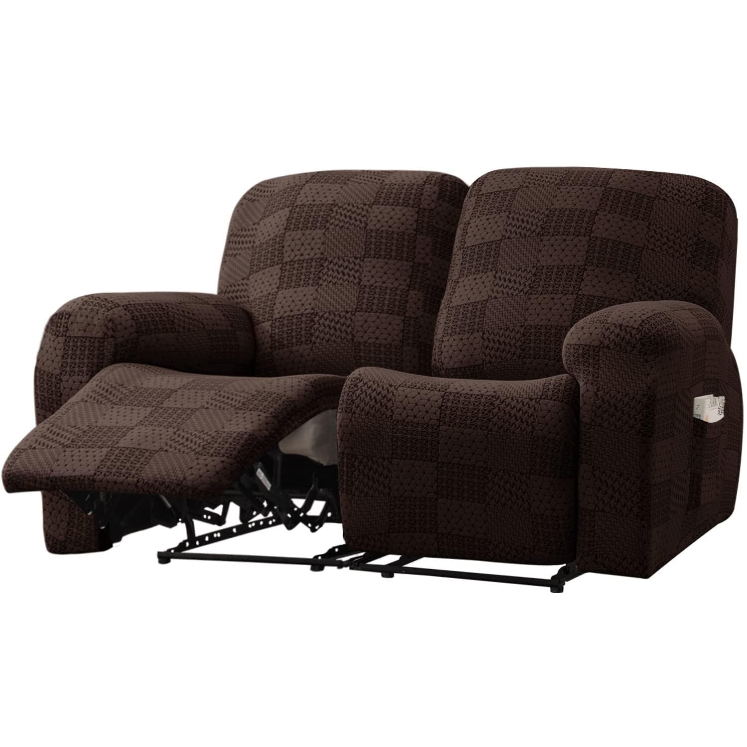 Copripoltrona Elastico Relax, Copripoltrona Relax Reclinabile Jacquard 4 Pezzi Copripoltrona Reclinabile Antiscivolo Copripoltrona Relax Rimovibili E Lavabili Per Soggiorno(Coffee Color,2 Seater)
