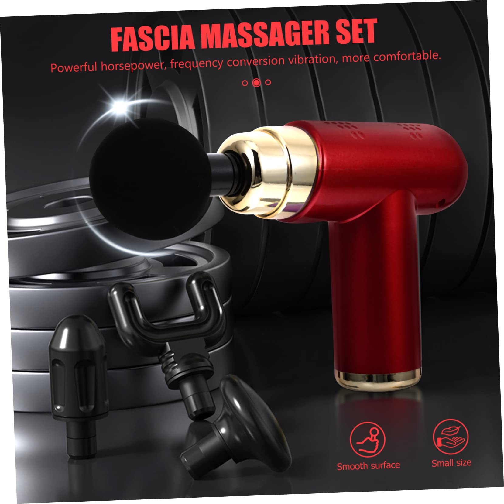 Masajeador Corporal Eléctrico De Percusión Mini, Ajustable 6 Velocidades, 4 Cabezales De Masaje, Portátil Para Relajación Muscular Postejercicio y Uso Doméstico Rojo