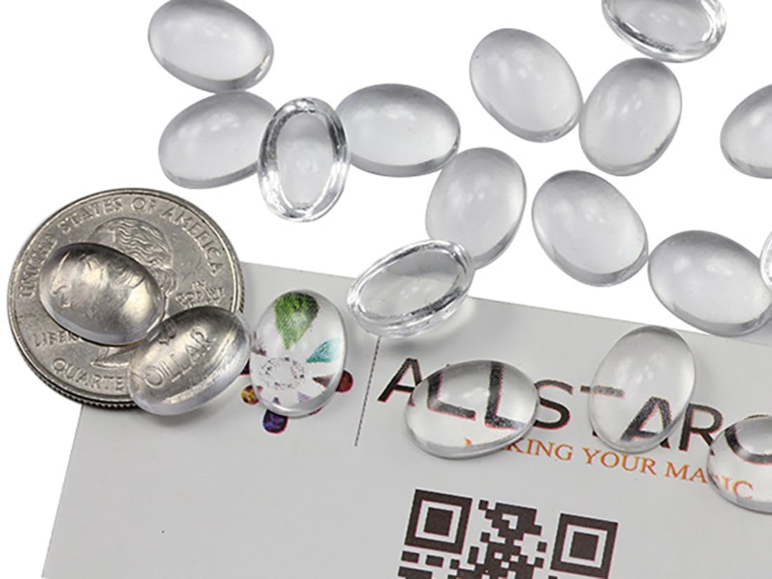 Allstarco 14x10mm Oval Clear Magnifying Acrylic Cabochons, Plastic Gems for Jewelry Making, DIY Earrings, Pendants - 50 Pieces