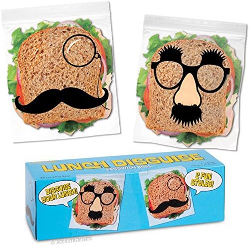 20 Lunch Disguise Locking Novelty Sandwich Bags