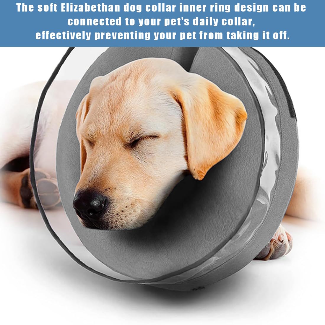 NHQZ Collerette Gonflable avec Entonnoir de Protection Anti-Léchage pour Chiens Collier Lune Adapté aux Chiens de Plus de 5 kg