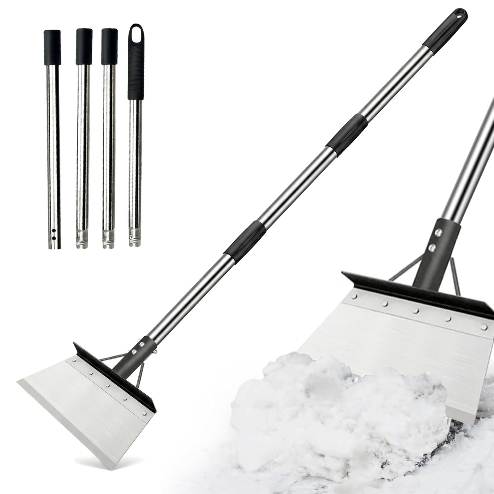 Long Garden Flat Shovel Scraper, 64.5'' Multifuncitonal Garden Cleaning Shovel, Heavy Duty Adjustable Steel Flat Tool for Lawn Edging, Snow Ice Removal Tool