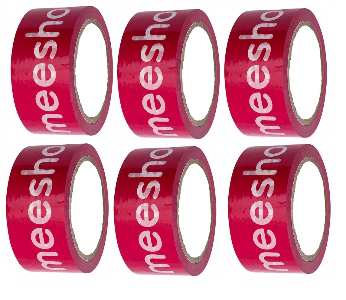 Self-Adhesive Printed Meesho Packing Cello Tape - 65 Meters in Length - 48mm/ 2” Width, 6 Rolls Per Pack BOPP Industrial Packaging Tape for E-Commerce Box Packing