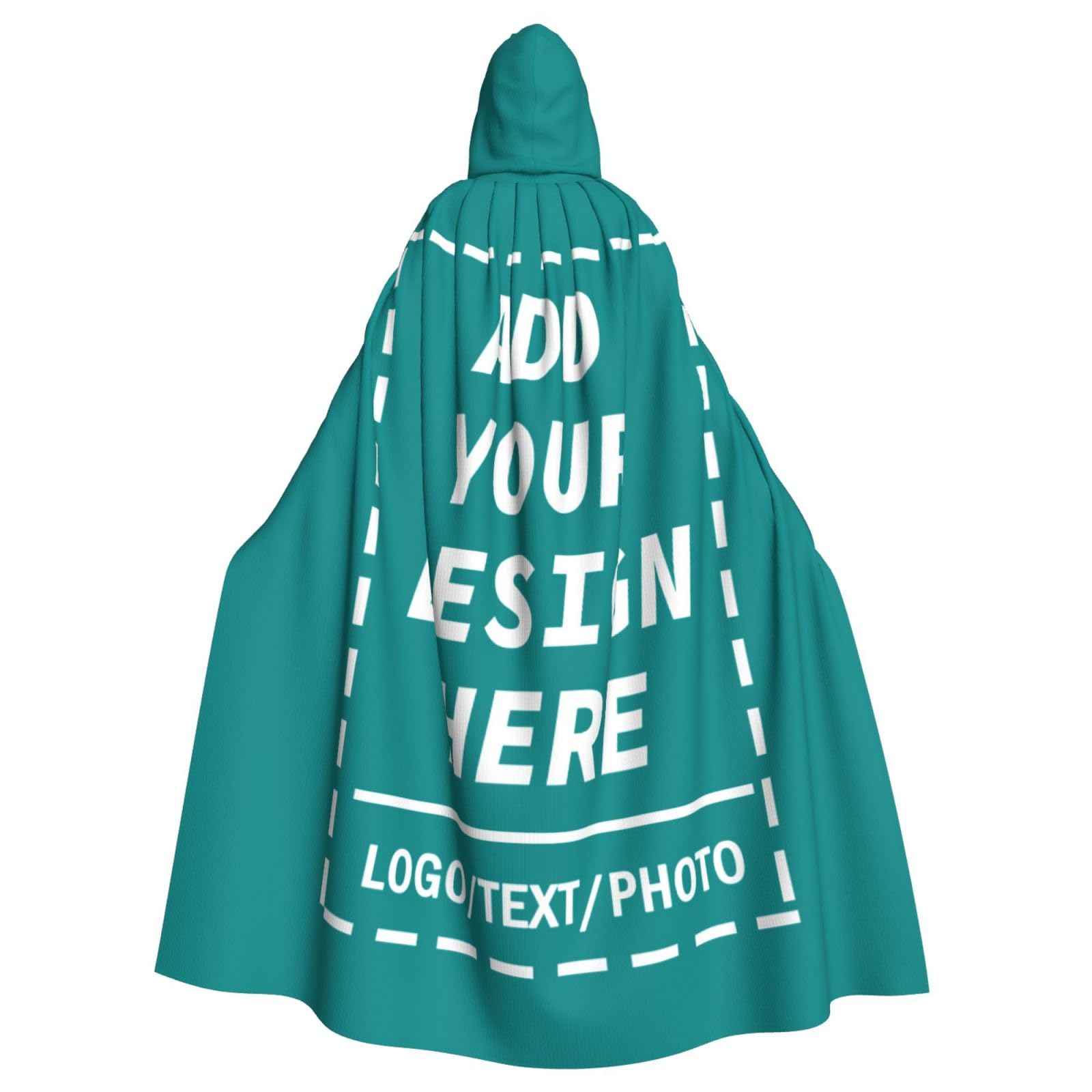 Personalised Cloak Custom Black Cape with Image Text Name Logo, Personalised Cloak with Hood Halloween Costume Adult Women Men, Masquerade, Wedding Party Outfit Funny Custom Gifts for Adults