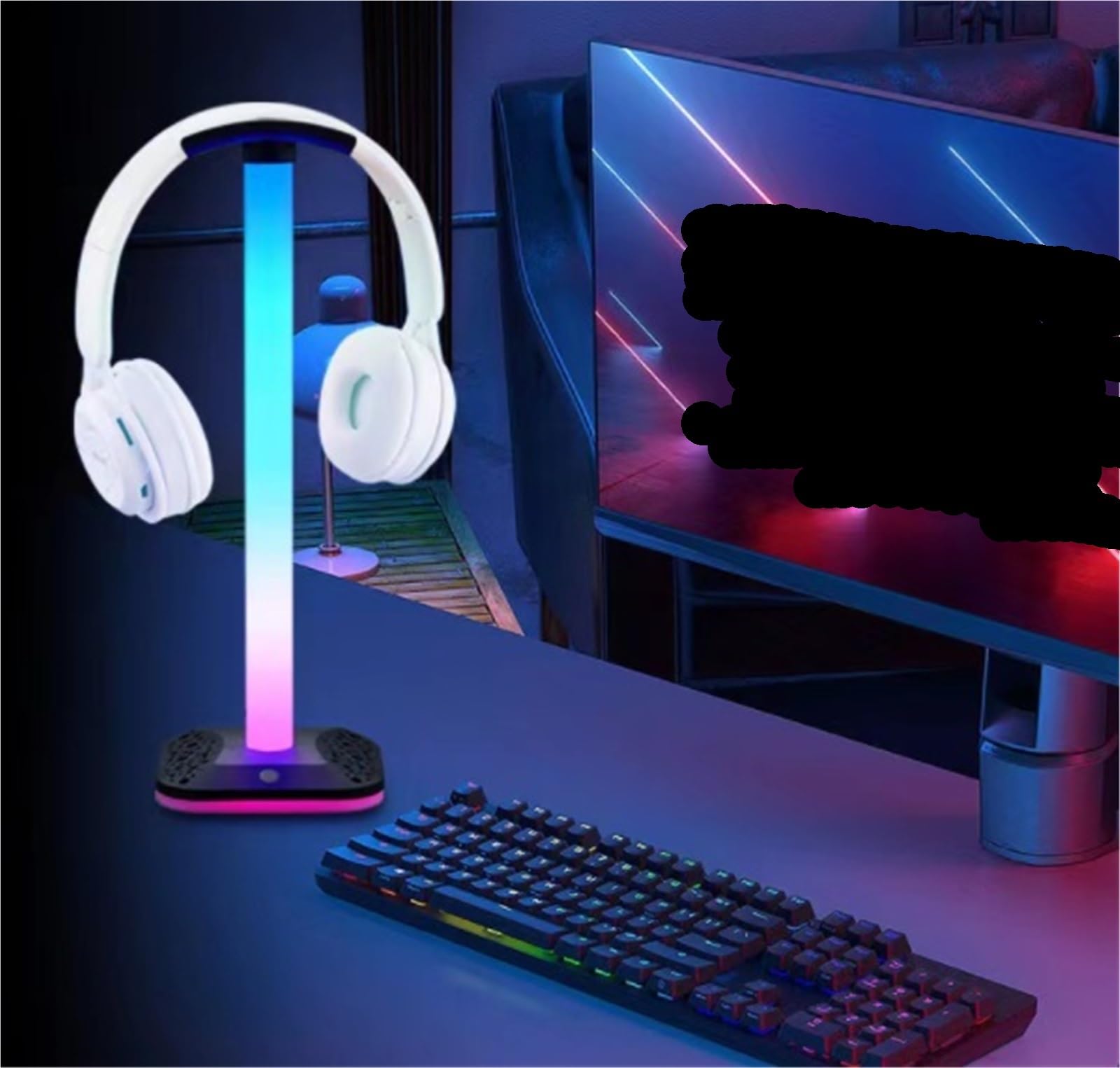 Support pour Casque Support De Casque RGB, Support De Casque De Bureau Stable for Le Bureau avec Lumières Repose Casque