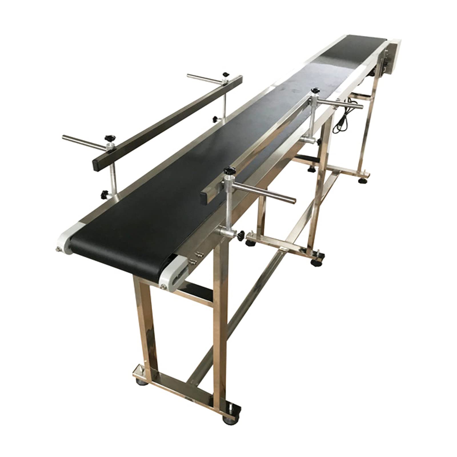 LGXEnzhuo Stainless Steel 82.6inch PVC Belt Conveyor Double Guardrail Belt Conveyor Adjustable Speed with 15.7inch Wide Belt for Conveying Bottles Metal Plastic Bags Cartons 110V 250W