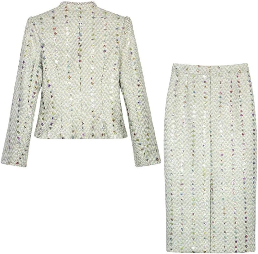 Women Jacket Skirt Suit Sequin Temperament Two-Piece Set