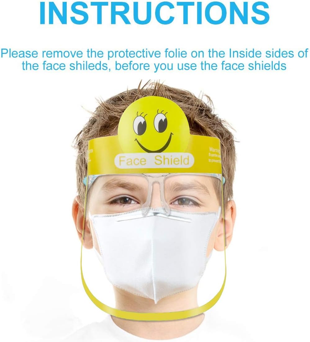 [Fulfillment By Amazon] Sunzel 6 Pack Face Shields with 6 Glasses and 6 Different Films for Kids Children (6Pack)
