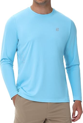 Runhit Mens UPF 50+ Sun Protection Shirts Long Sleeve UV Swim Shirt Fishing Hiking Running Rash Guard Quick Dry Lightweight