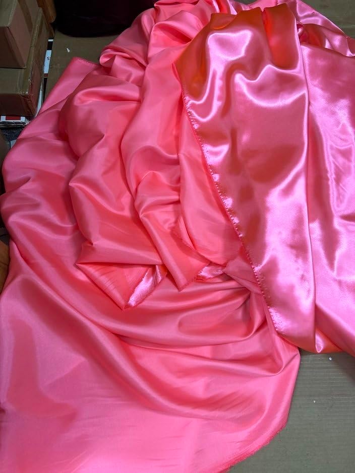 New Star Fabrics Medium Weight Satin Fabric, 60 Inches Wide, Perfect for Wedding Dresses, Costumes, and Elegant Decorations, Durable and Luxurious Charm (Neon Pink, 10 Yards)