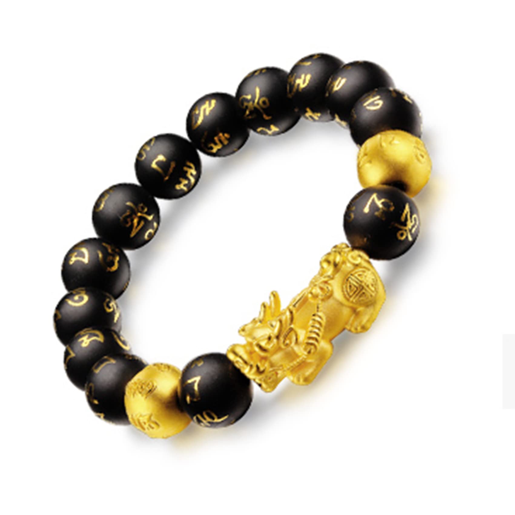 NZPOST Triple Protection Bracelet, Obsidian Gold Pi Yao Wealth Bracelet Authentic Amulet Lucky Wealth Ward