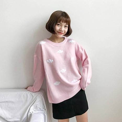Amazon Co Jp 女性のレトロな大学のゆるい雲のセーター女性の韓国のパンク厚いかわいいゆるい服 服 ファッション小物 Amazon Co Jp 女性のレトロな大学のゆるい雲のセーター女性の韓国のパンク厚いかわいいゆるい服 服 ファッション小物