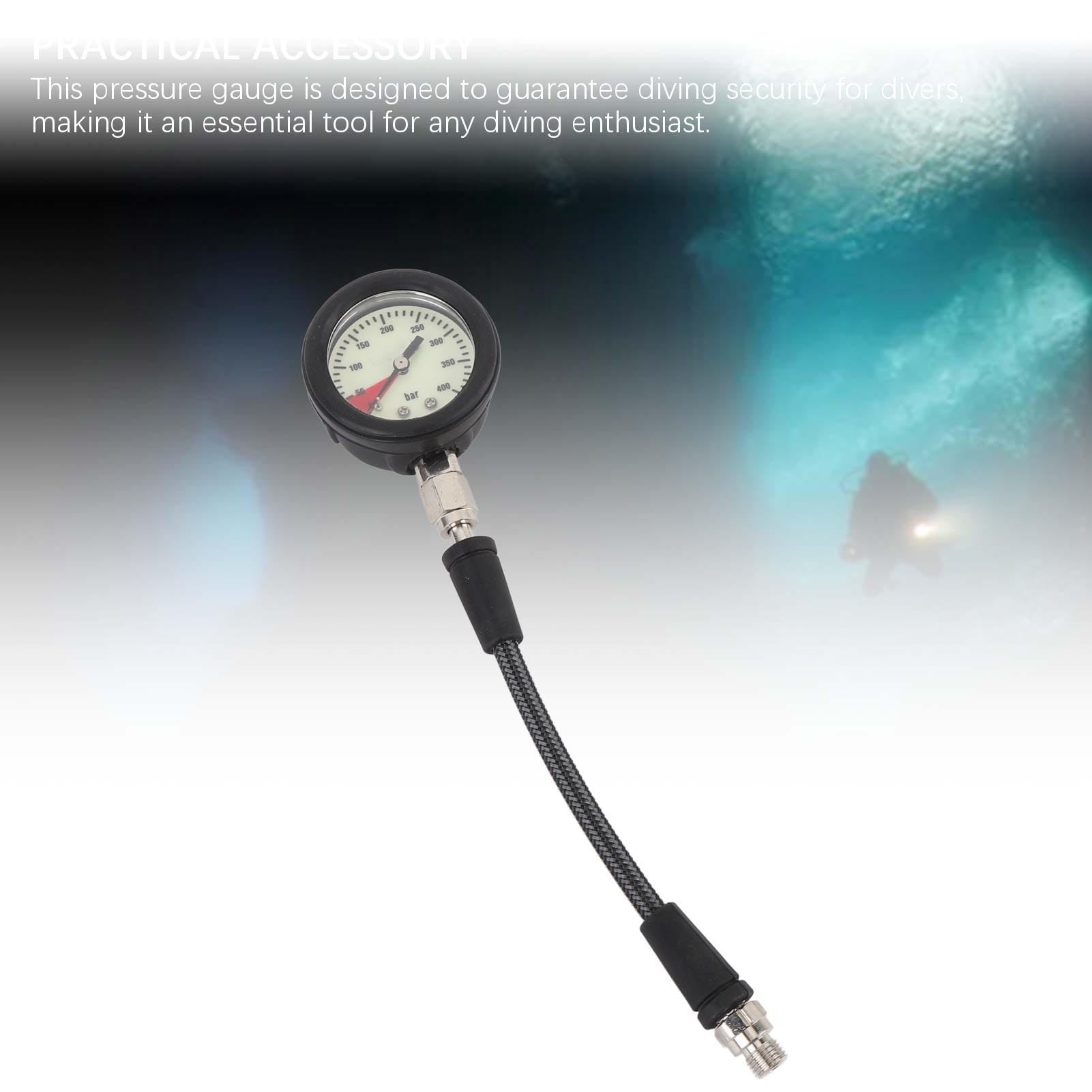 Manomètre de Plongée Submersible Tuyau Tissé Fibre de Carbone Cadran Lumineux Nocturne pour Régulateur BCD 15CM