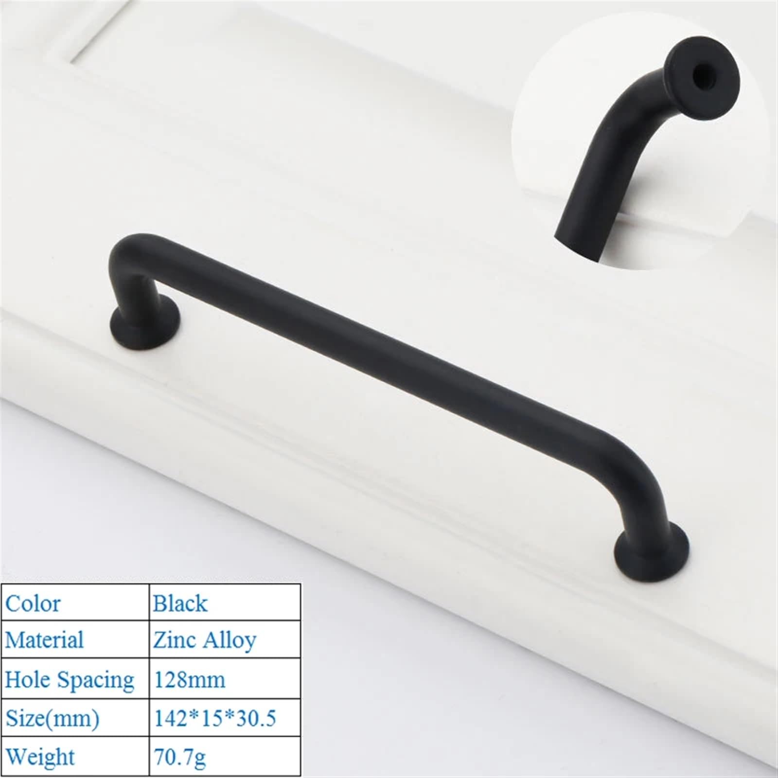 Zinc Alloy Cabinet Handles Drawer Knobs Kitchen Cupboard Door Pulls Fashion Furniture Hardware Door Handle 1Pcs(Black 6284-128mm)