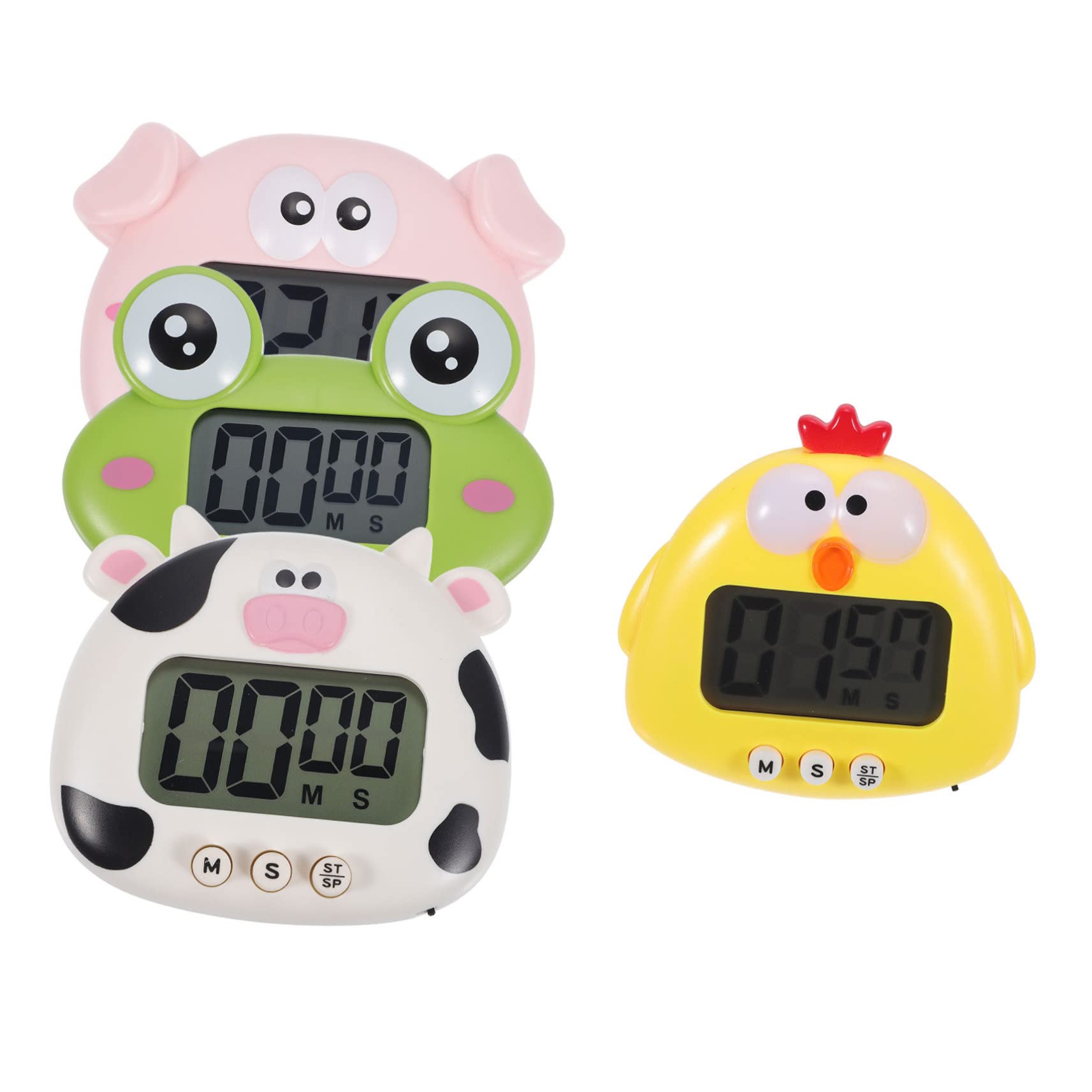 Minuteur Cuisine Numérique Adorable 4 Pièces en Plastique Léger avec Formes Animaux pour Cuisson et Apprentissage Facile à Transporter