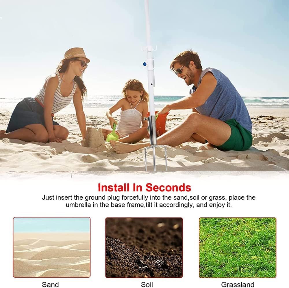 TUIBEIDAMAI Schirmständer Strand Metall, Rasendorn für Sonnenschirm,Sonnenschirm erdspiess Ø36mm, Abnehmbarer Sonnenschirmständer Erdspieß, Sonnenschirmhalter Strand für Angeln,Garten,Strand Camp