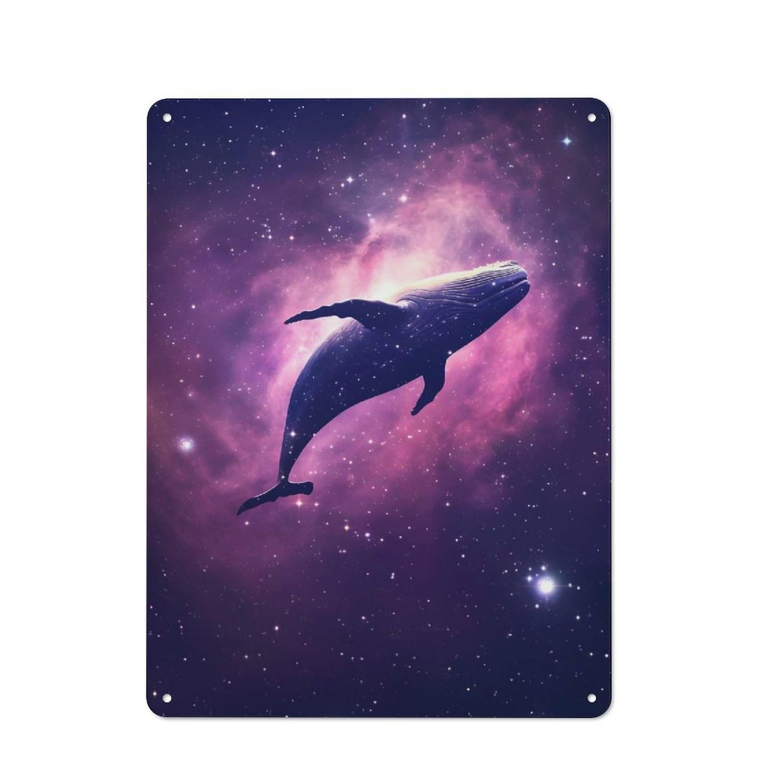 Junmoney Cosmic Galaxy Whale Rustic Metal Wall Sign 40X30cm For Kitchen Or Home Bar, Suited To Home Bar Enthusiasts