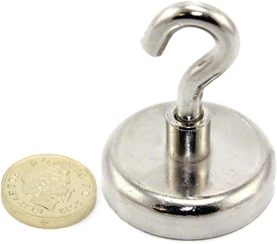 FIRST4MAGNETS Neodymium Clamping Magnet with M8 Hook for Hanging Holding or Displaying Items - 48mm Dia - 95kg Pull - Image 3