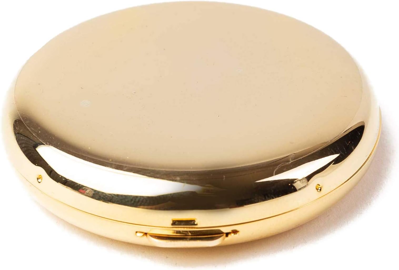 Modern and Minimal 1:3x Magnified Compact Double-Sided Mirror (Plain Round Gold)