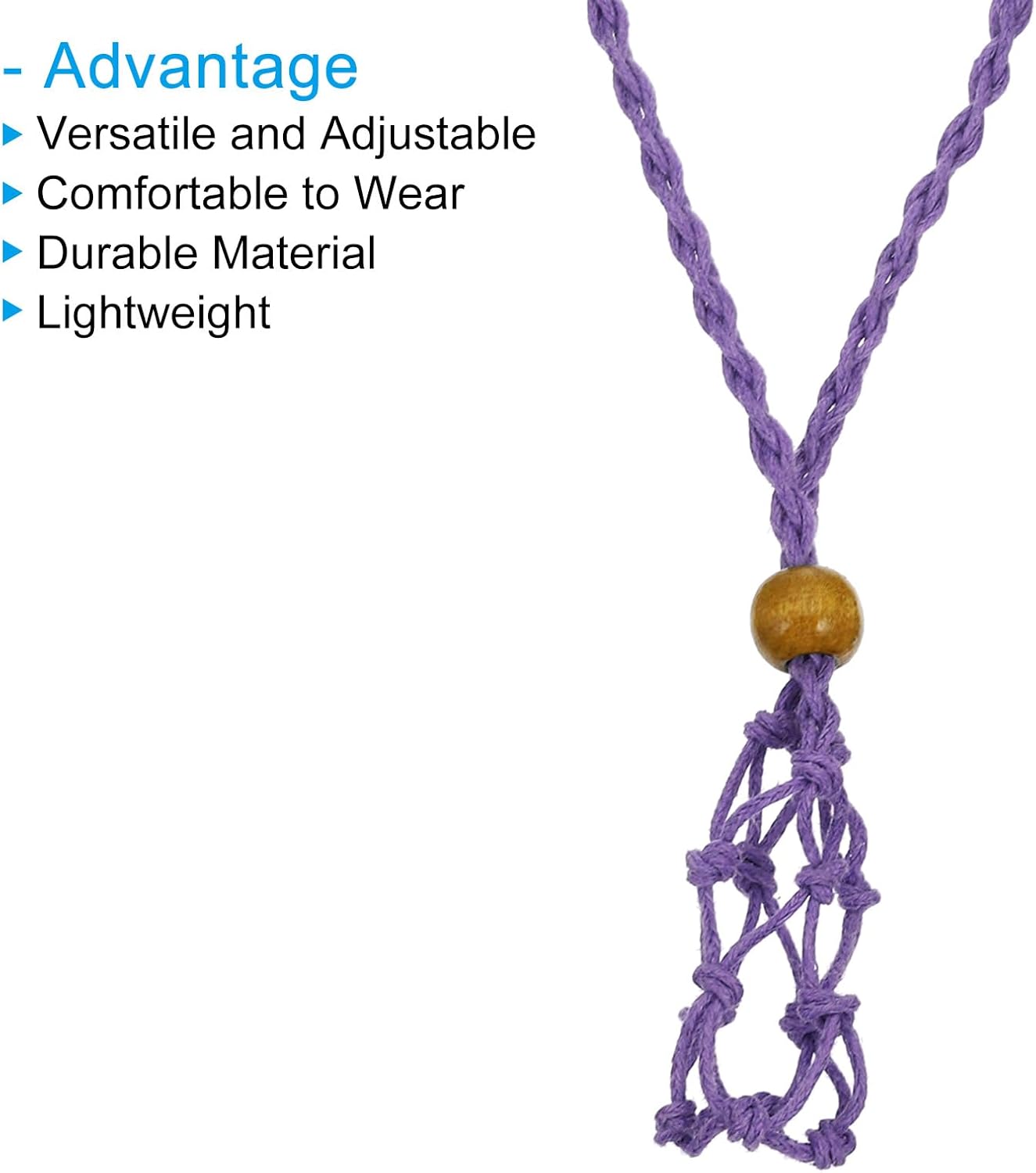 PATIKIL Empty Stone Necklace Holder, 2 Pcs Crystal Stone Holder Cage, Crystal Stone Necklace Cord with Adjustable Length for DIY Bracelet Necklace Jewelry, Purple