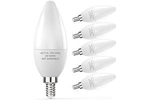 PARTPHONER E12 Daylight Bulb: 60W Equivalent, Non-Dimmable, Pack of 6
