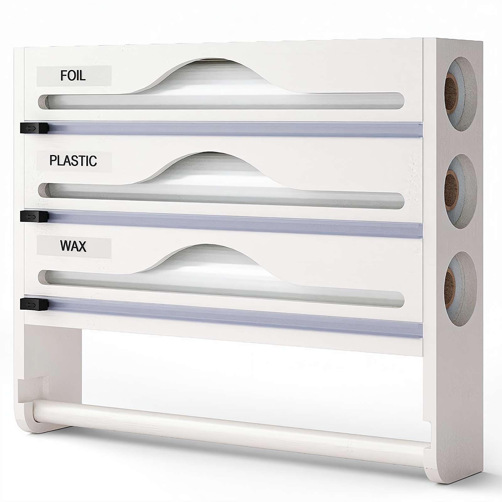 Dispensador de película adhesiva y cortador de papel de aluminio en bambú ecológico