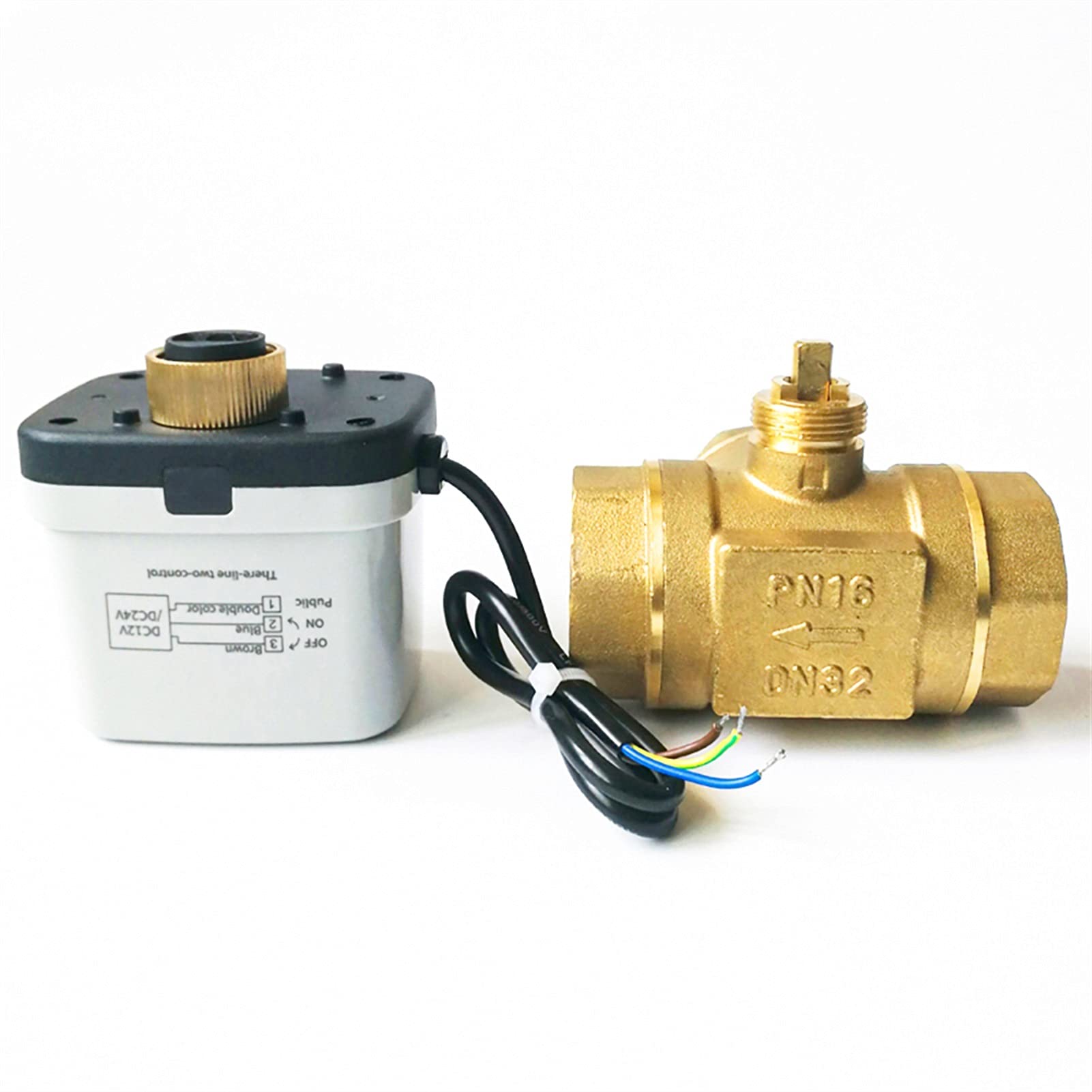 Vanne à Bille de Commande électrique DN32, 3 Ports DC12V-24V, 3 Fils, 2 Commandes, utilisée for l'approvisionnement en Eau