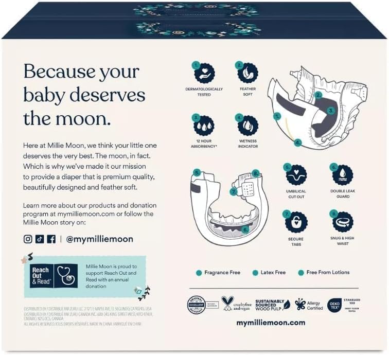 Image of Millie Moon Luxury Diapers - Size N / 96 Count