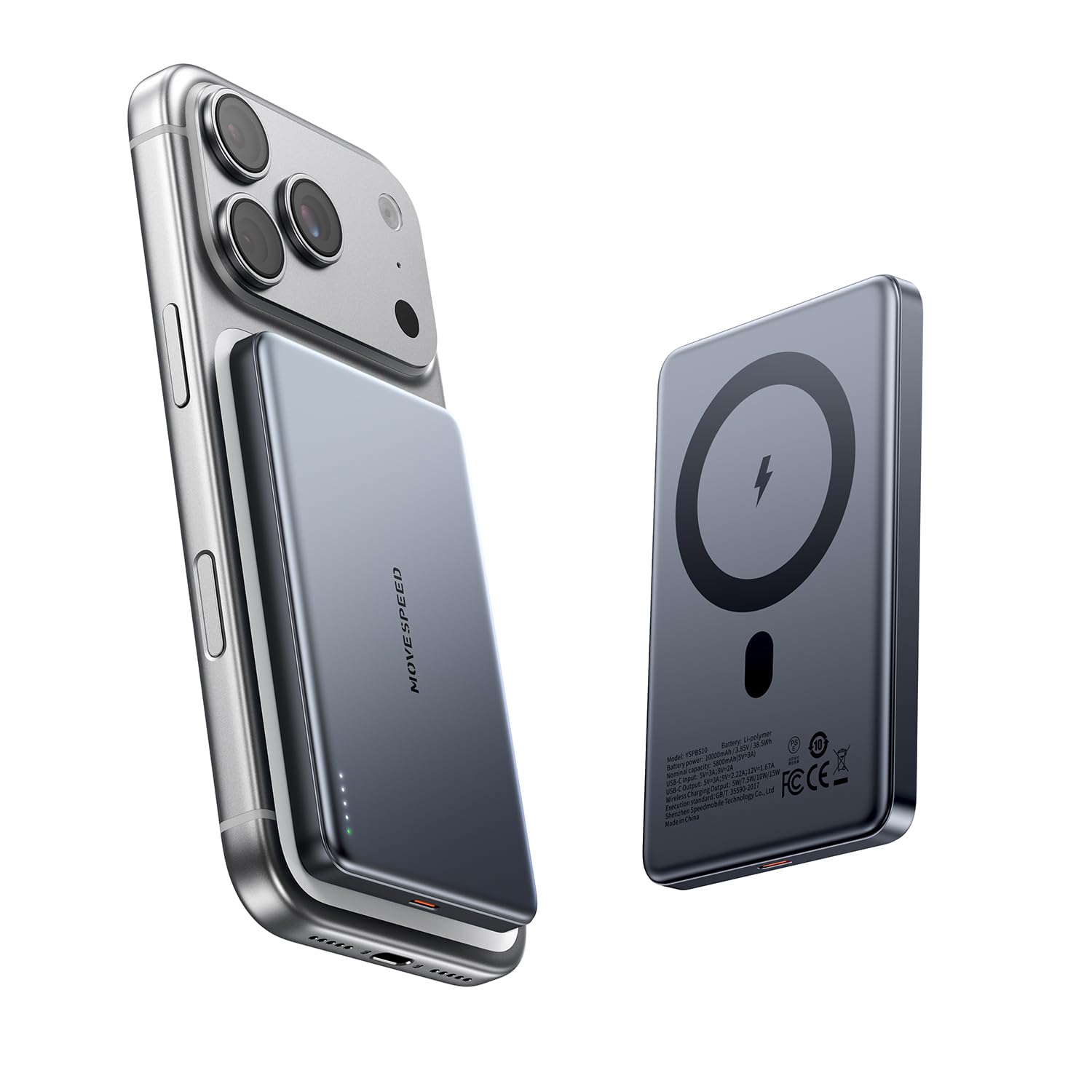 Amazon.com: MOVE SPEED 0.5'' 10,000mAh Magnetic Power Bank