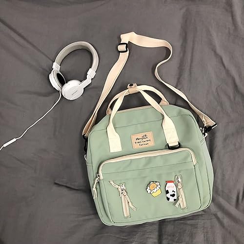 Miniatura 2 de Mochilas japonesas para niñas adolescentes para la escuela secundaria, mochila Kawaii con alfileres mochila escolar linda mochila estética, Verde