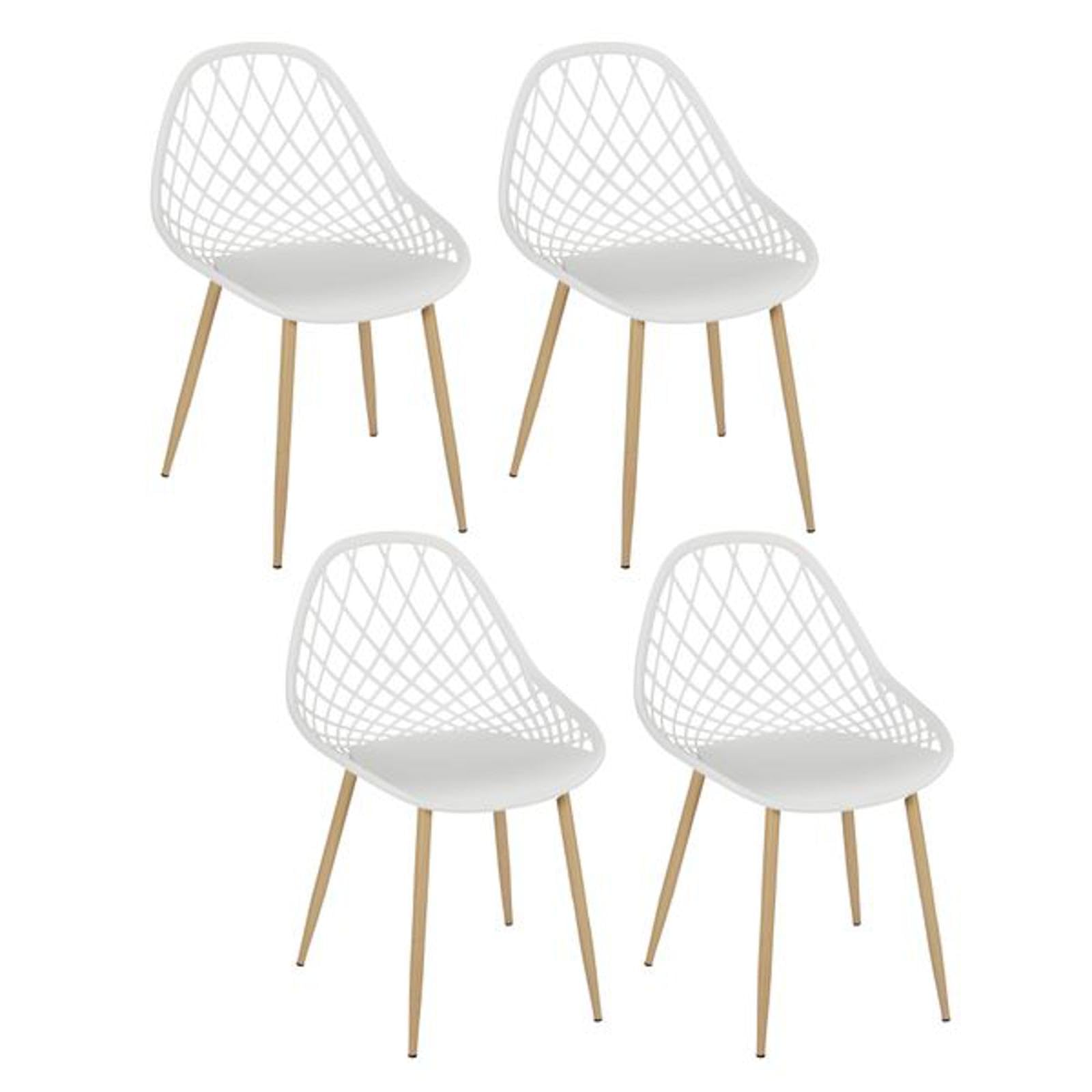HOME DECO FACTORY Pack de 4 Sillas Malaga Interior y Exterior Blanco