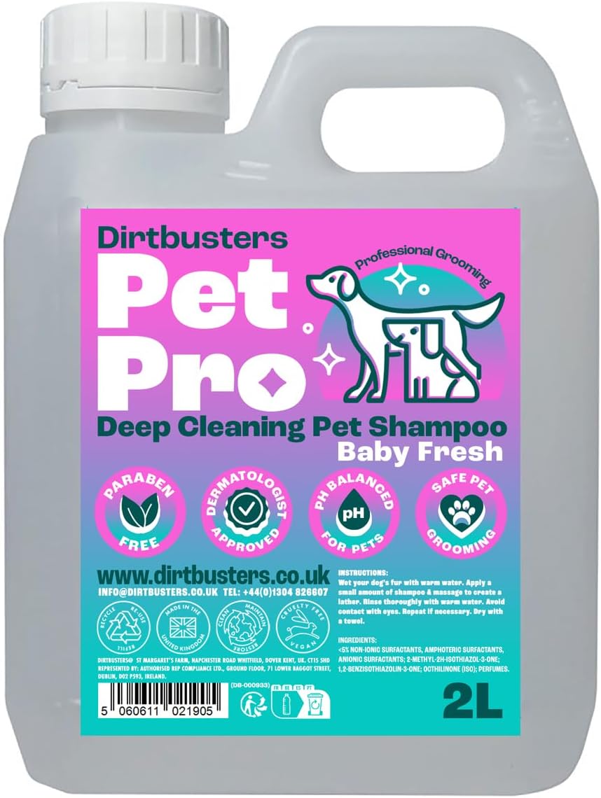 Pet Pro Dog Shampoo Sensitive Skin (2L) Deep Cleaning Professional Dog Grooming & Puppy Shampoo & Conditioner For Smelly Dogs, Baby Fresh