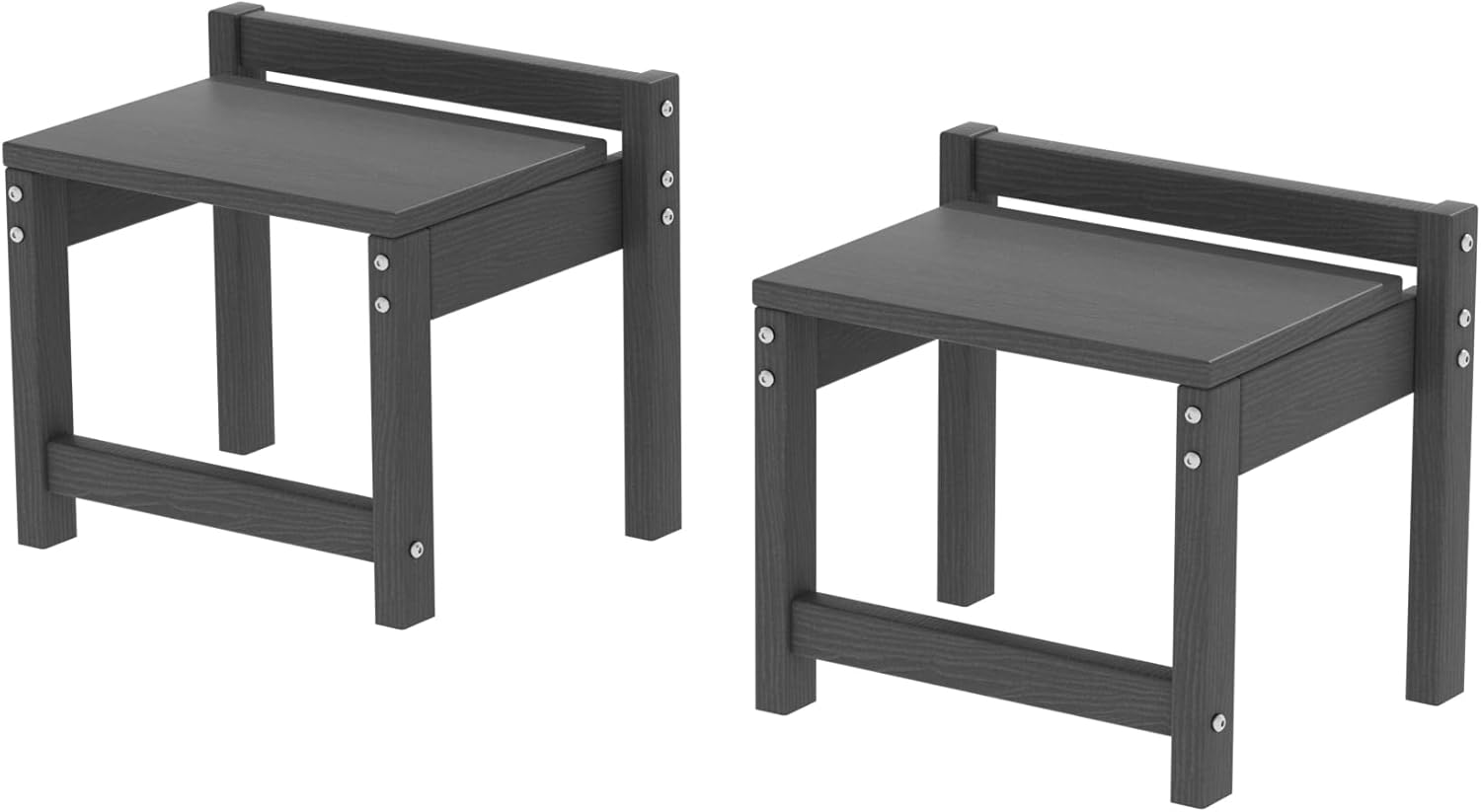 Stackable HDPE Foot Stool - All-Weather Indoor/Outdoor Seating for Patio, Living Room & Bathroom, Waterproof Windproof Heavy-Duty High-Density PE Step Stool, 2 Sets, Gray