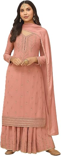 IYALAFAB Ethnic Wear for Women Unstiched,sharara Suit SF201186 Diwali; Outfit Bridal Rani Pink Colour