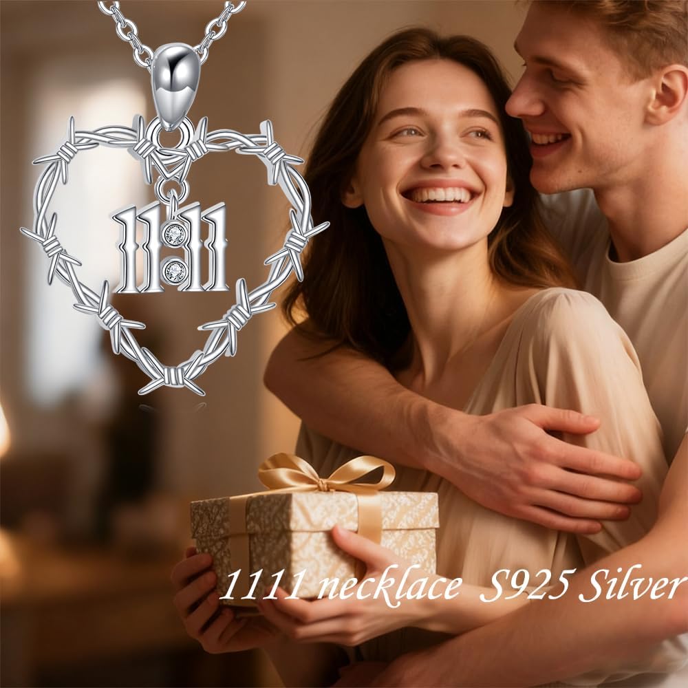 YAFEINI Angel Number Necklace 925 Sterling Silver 1111/222 Necklace Numerology Jewelry Gift for Women