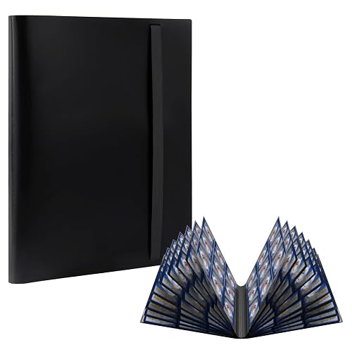 RISVOWO Album de Cartas, 360 Cartas Coleccionables, Transparente Álbumes de Tarjetas Coleccionables, Impermeable Álbum Colección Tarjetas Para Tarjetas de Tamaño Estándar(Negro)