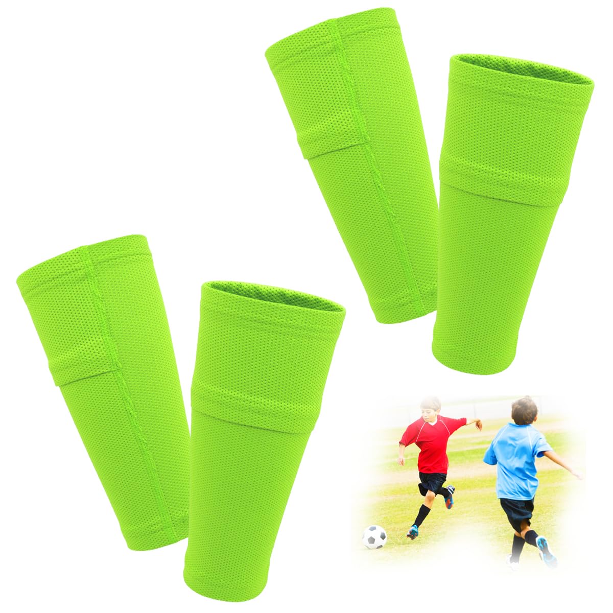 FIBOGOUP 2 Paar Schienbeinschoner Halter Kinder Herren,Stutzen mit Optimierter Einstecktasche,Fußball Schienbeinschoner Sleeves Socken,Atmungsaktiv-rutschhemmend-stabil