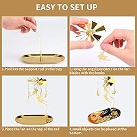 Vista 6 de Creahaus Portavelas giratorio con bandeja, diseño de carrusel Glod, portavelas giratorio de metal para centro de mesa, Navidad, día de San Valentín